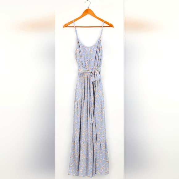 Lulu's Sunny Bliss Light Blue Floral Print Tiered Maxi Dress SZ. SM NWT - Picture 2 of 10